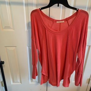 Waffle-knit Long-sleeve Top